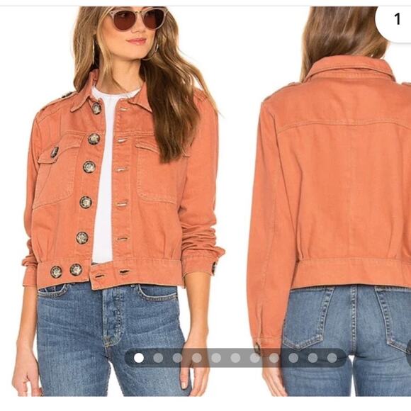 Free People Eisenhower terra cotta denim cropped jacket women's S - Picture 1 of 11